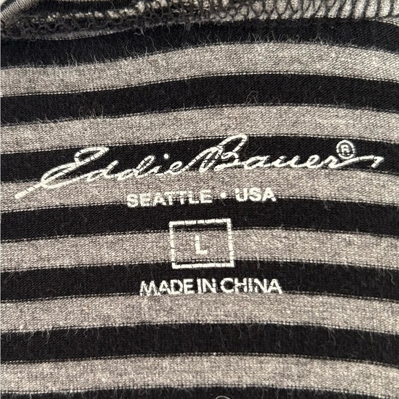 Eddie Bauer Black and White Striped Turtleneck Long Sleeve Top Size Large - Picture 4 of 4